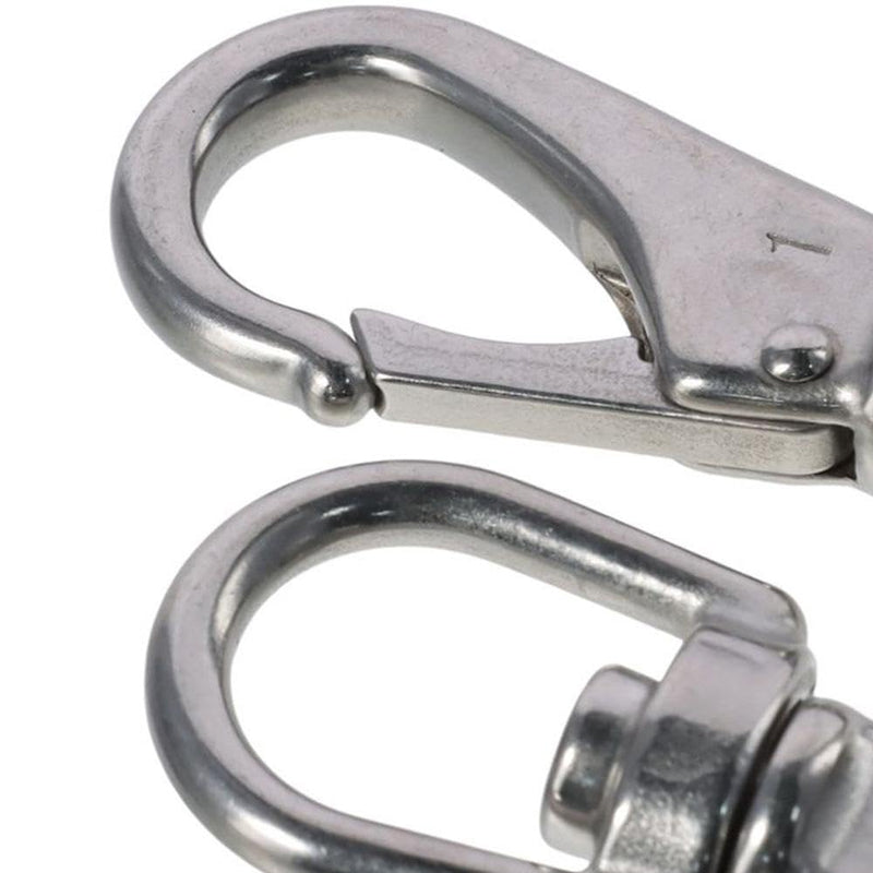 Scuba Diving Clips Silver High Strength Stainless Steel Spring Hooks Durable 3.5 Inch Swivel Eye Snap Hook Keychains