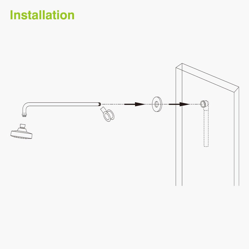Naiture 90 Degree Shower Head Extension Arm, 20 inch Length Wall-Mount Rainhead Arm with Flange, 1/2 NPT Threaded Connection, Brass, Brushed Nickel Finish 20" x 3-1/2"