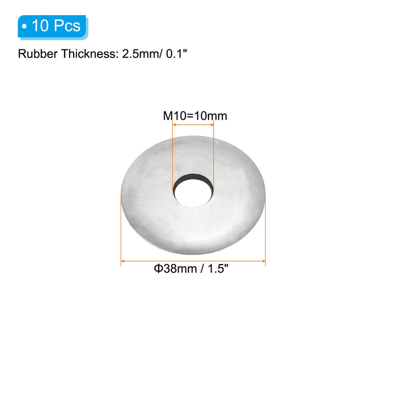 PATIKIL 304 Stainless Steel EPDM Bonded Sealing Washers, 10 Pieces 3/8"x1 1/2" Neoprene Rubber Washers Bonded Sealing Gasket for Marine Roof Bolt Supply 3/8"x1 1/2"