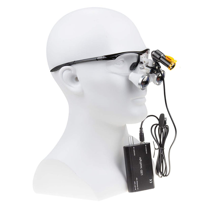 Binocular Loupes3.5X 420mm Working Distance Optical Glass +5W Head Light Lamp Headlight with Filter +Aluminum Box