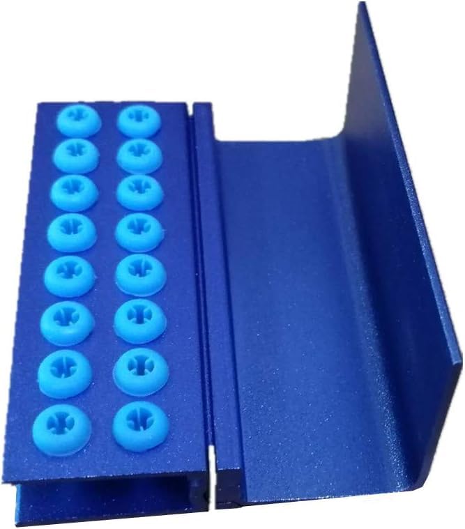 3Pcs Lab Bur Holder Block Aluminum Autoclavable Box Burs Storage Case 16 Holes Bur Holders with Sillicon Cover Blue