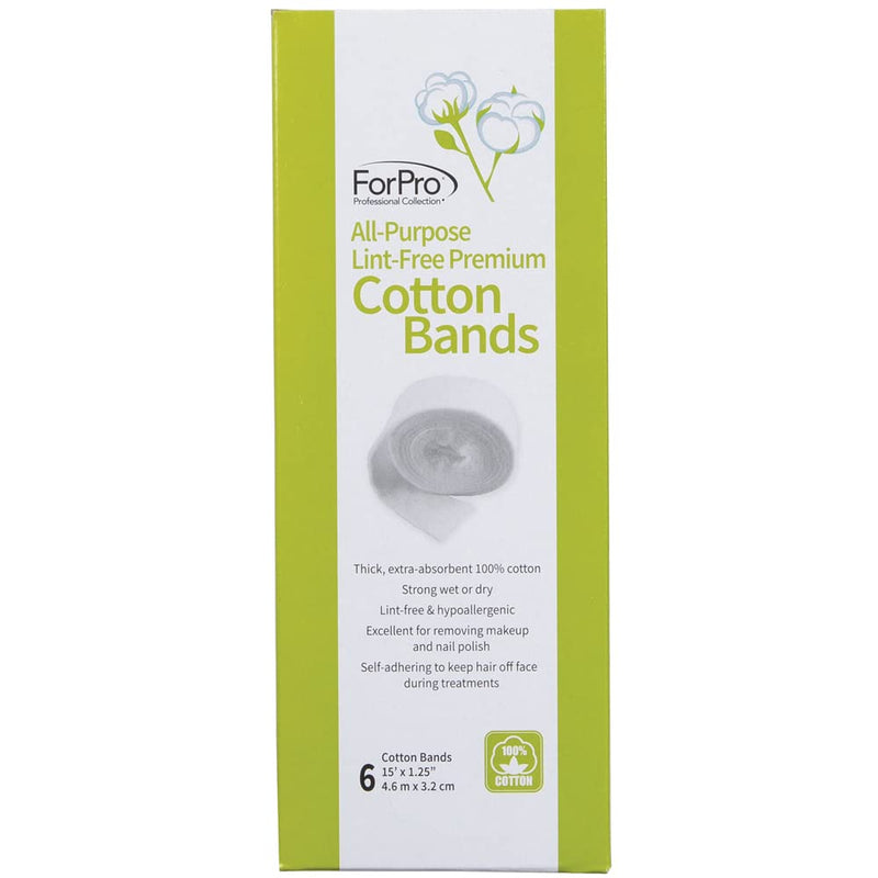 ForPro Professional Collection All-Purpose Lint-Free Premium Cotton Bands, 100% Cotton, Lint-Free, Hypoallergenic, Self-Adhering, 6-Count Pack