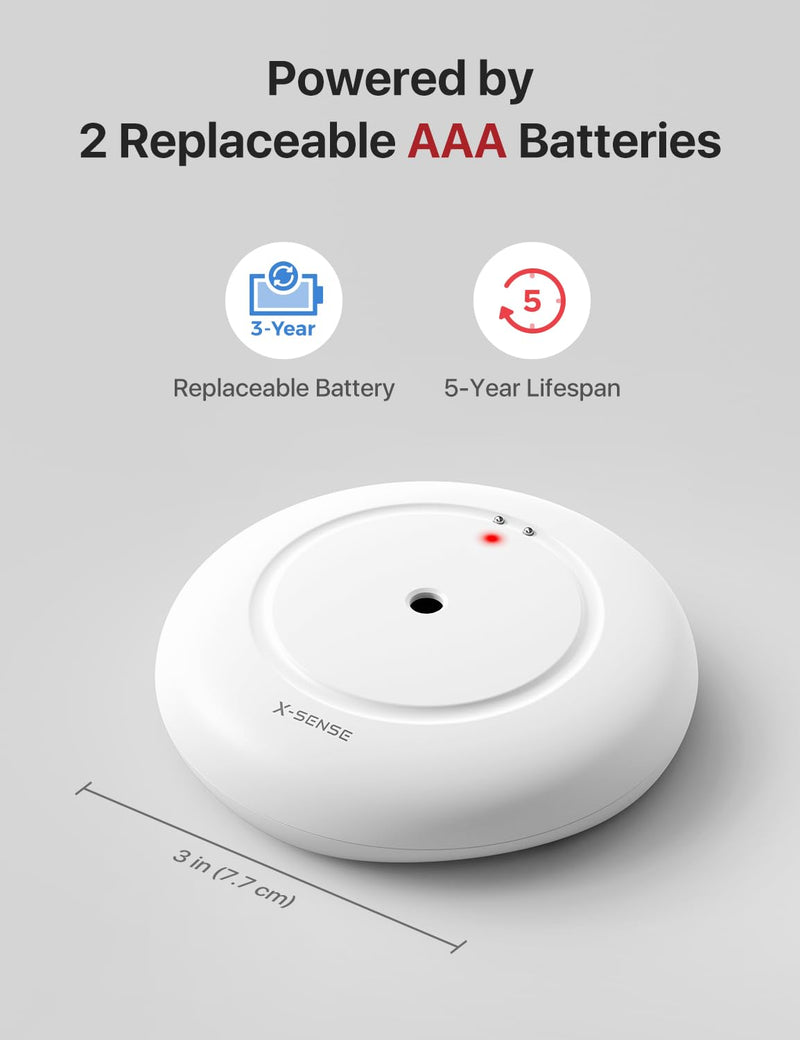 X-Sense Wi-Fi Water Leak Detector, Smart Water Sensor Alarm, Water Detector Alarm with 1700 ft Transmission Range for Kitchens, Basements, Bathrooms, 3 Water Detectors & 1 Base Station, Model SWS54 With Base Station