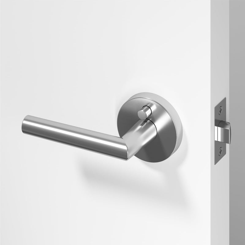 Okun Stark 1-Pack Chrome Privacy Door Levers – Push Button Lock, Reversible, Sleek Concealed-Mount Design for Bedroom & Bathroom 1 Pack