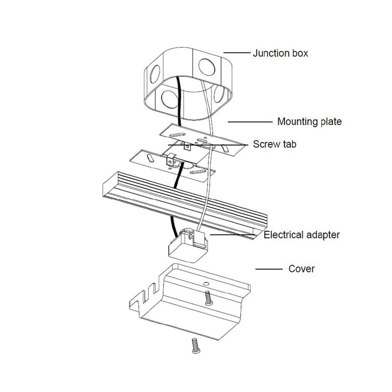 WAC Lighting H Track 120V Floating Canopy Connector to Power Track from Electric Box for H Style 3-Wire Track Systems in White
