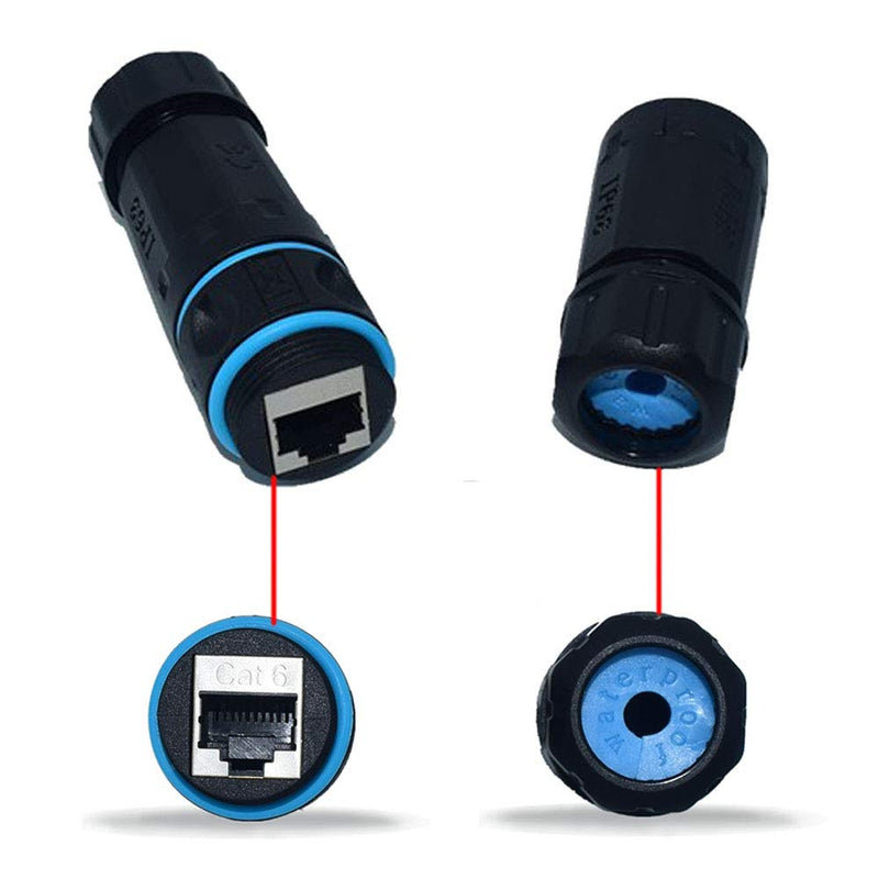 10PCS Shielded RJ45 Waterproof Panel Mount Connector IP68 Cat5/5e/6 8P8C Ethernet LAN Cable Coupler Female to Female Outdoor Network Adapter
