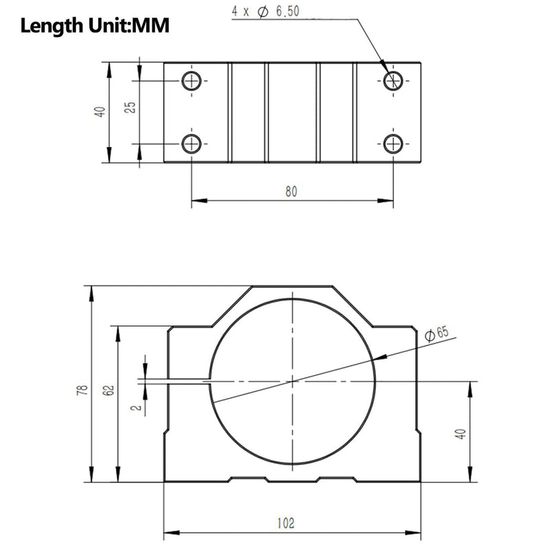 65mm CNC Spindle clamp Motor Bracket - Aluminum Alloy Bracket clamp, Includes 4 Screws, Suitable for Motor mounting on CNC Engraving Machines, CNC Machine Tools, and CNC routers.