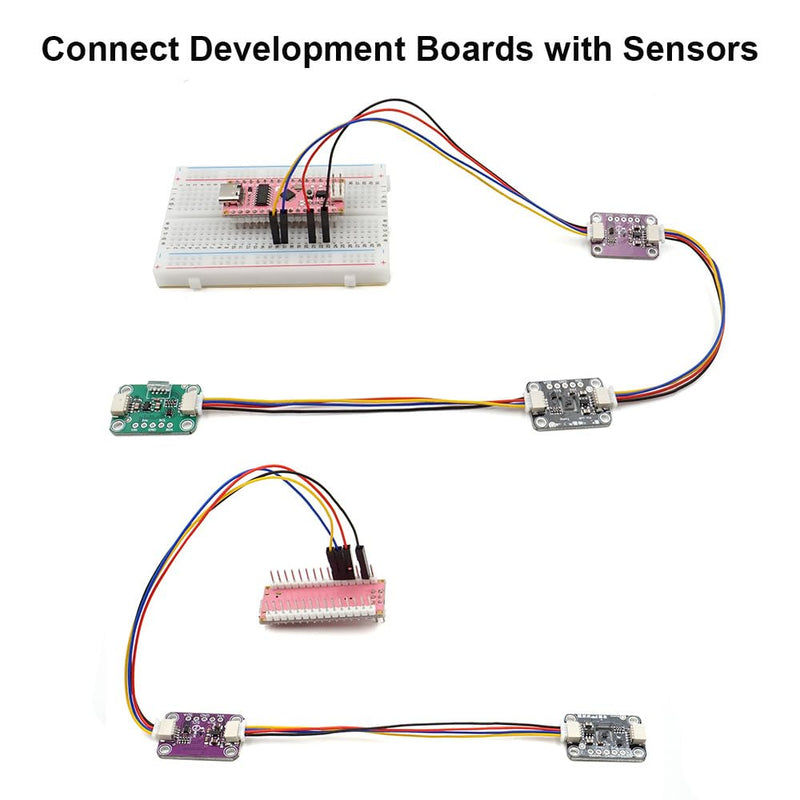 I2C Qwiic Cable Kit Stemma QT Wire for SparkFun Development Boards Sensor Board Breakout Breadboard 4 Pin Sh1.0 Connector