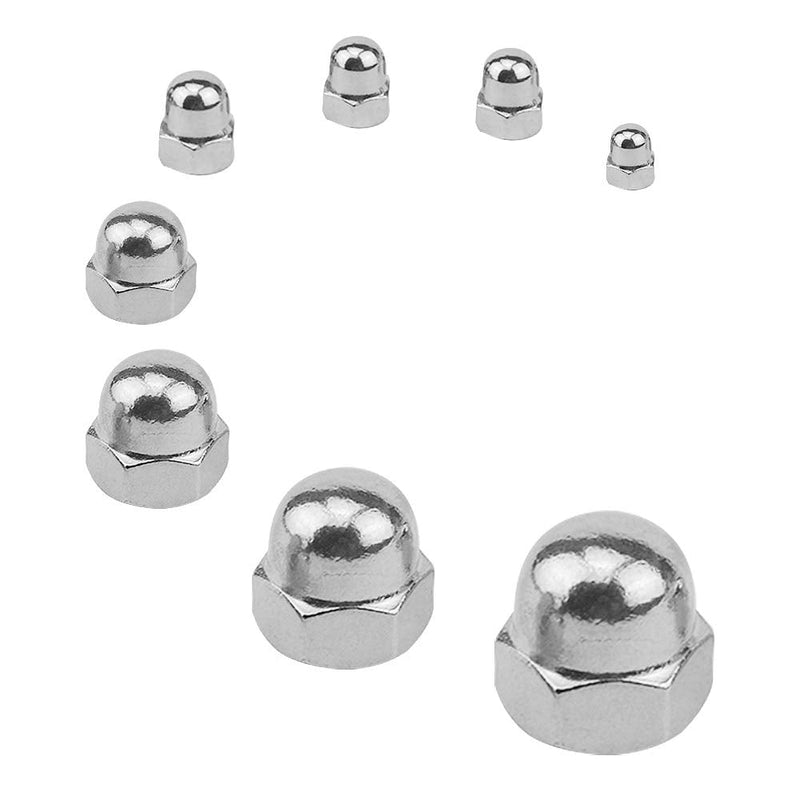 XINGYHENG 140Pcs 7Kinds 304 Stainless Steel M3 M4 M5 M6 M8 M10 M12 Acorn Cap Nut Decorative Hex Cap Dome Nuts Assortment Kit