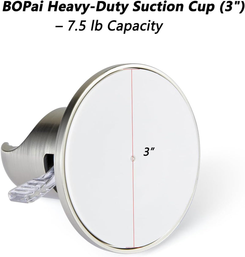 JiePai Suction Cup Shower Head Holder Adhesive,Suction Handheld Shower Head Holder Bracket,Removable Wall Mount Holder for Bathroom,Brushed Nickel Holder-Brushed Nickel