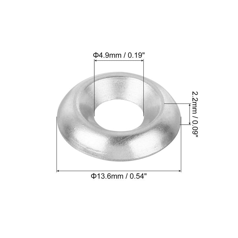 uxcell 100Pcs Countersunk Finish Washers, #8 Nickel-Plated Steel Countersunk Washers Gaskets for Screws Bolts, Silver 100