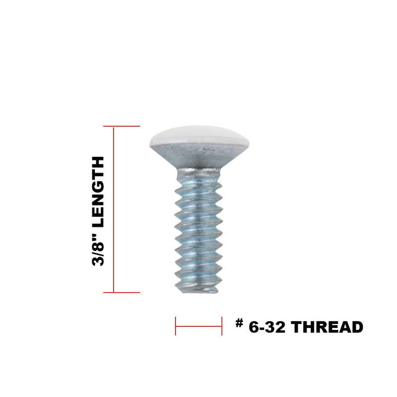 Henne Bery 3/8" Long 6-32 Thread, Oval Head Milled Slot Replacement Wall Plate Screws, 30 Pack, White 3/8",30 Pack