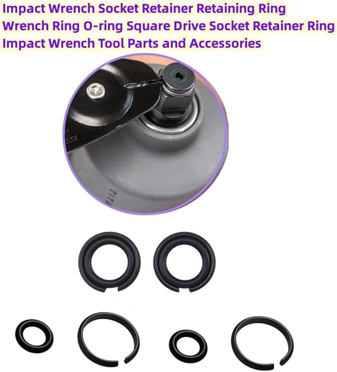 (10+10 Sets) 3/8" and 1/2'' Impact Retaining Ring for Mmilwaukei Impact Friction Ring Clip with O-Ring, Electric/Pneumatic Type Impact Wrench, Retainer Impact Lock Ring Anvil Install Tool Included