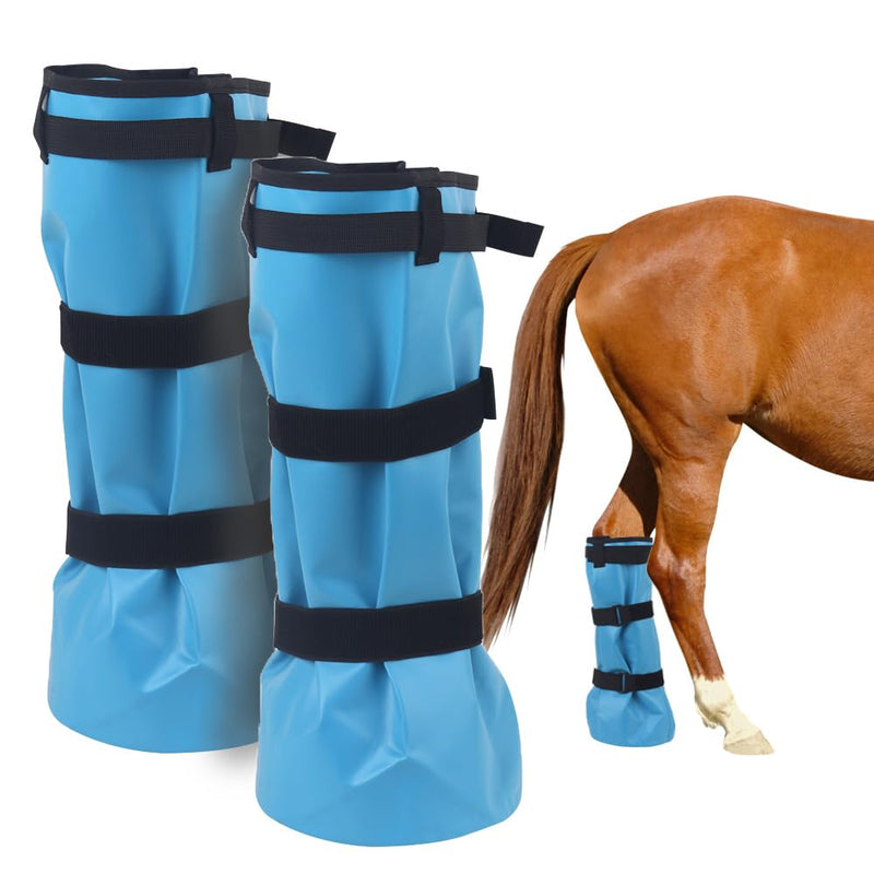 Gel Horse Ice Pack with Carry Case Reusable Cooling Horse Leg Wrap for Injury Therapy and 2 Piece Hoof Soaking Boot for Hoof Problems
