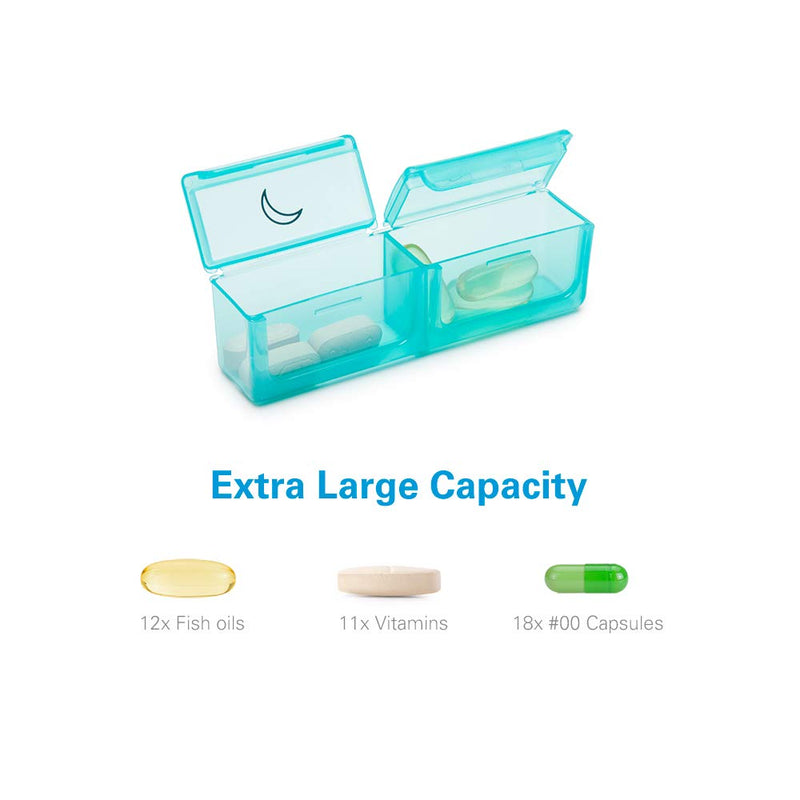 BUG HULL Pill Organizer 2 Times a Day, Large Weekly Pill Box AM PM, 7 Day Pill Case, Day and Night Vitamin Containers for Vitamins, Pill Holder for Supplements Multicolor 8 Piece Set