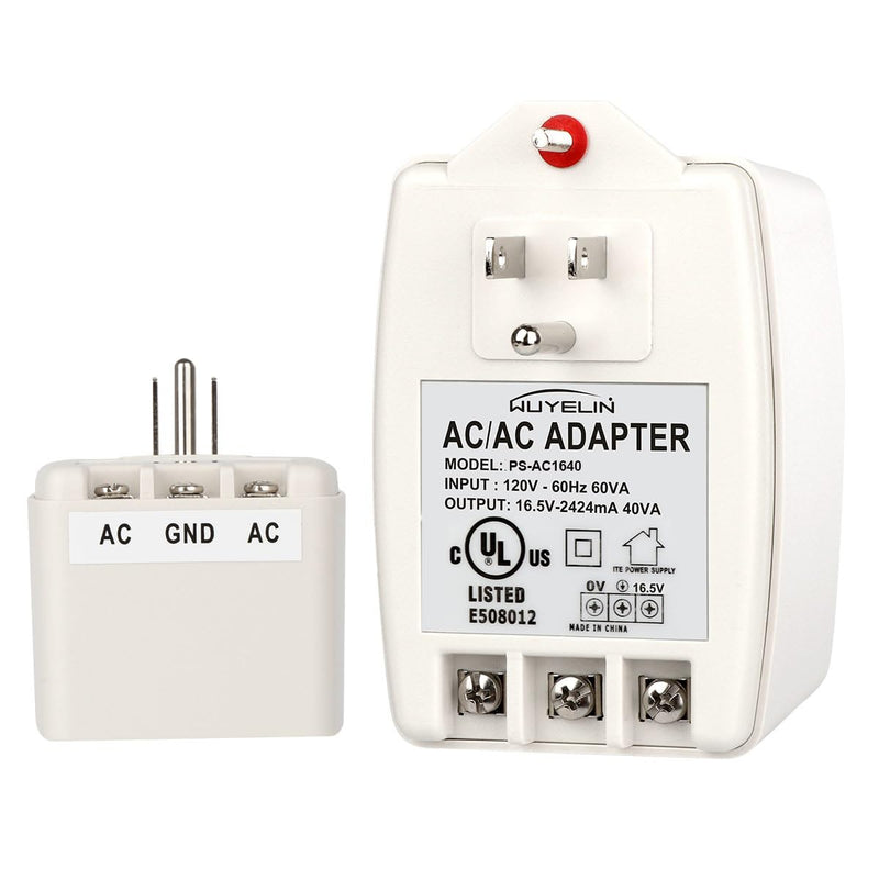 16.5V 40VA Burglar Alarm Systems and Doorbell Transformer,16.5V Plug in Transformer Compatible with All Versions of Doorbell ，Most Security Panels