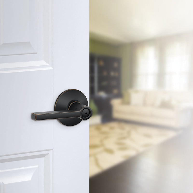 Schlage F40 LAT 716 Latitude Door Lever, Bed & Bath Privacy Lock, Aged Bronze Standard