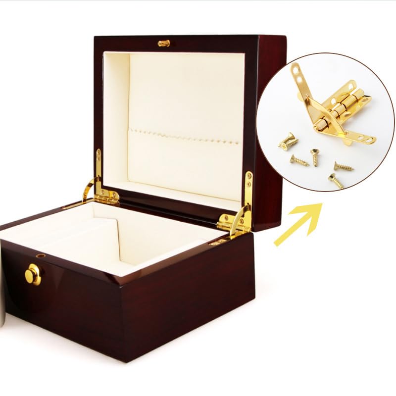 40Pcs Angle Support Spring Hinge Lid 90 Degree Hinge for Antique Jewelry Gift Wine Case Watch Box Wood Lid Hardware 33 x 30 mm