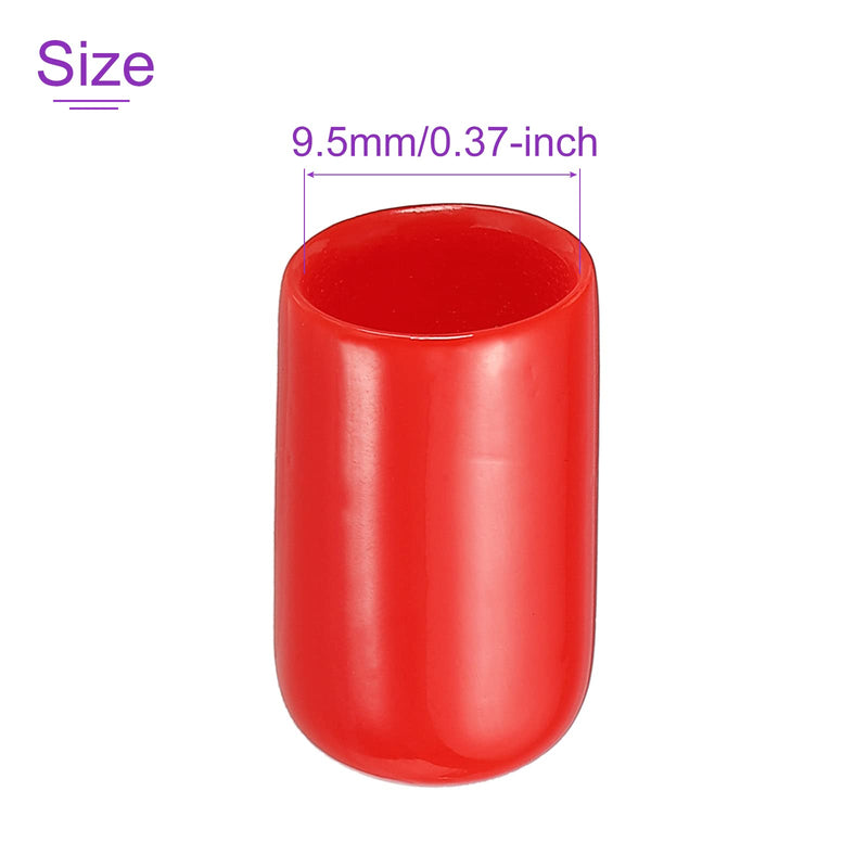 DMiotech 80 Pack 3/8" ID Red Screw Thread Protectors Rubber End Caps Bolt Covers for Screw Bolt Furniture Pipe 3/8"