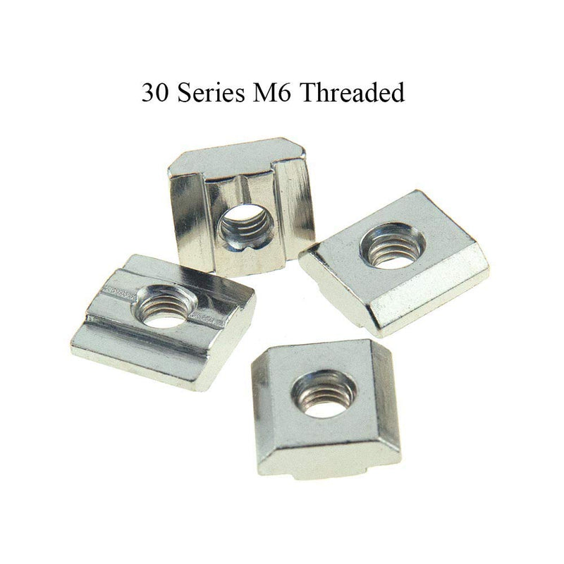T Nuts Tee Sliding Slot Nuts 30 Series M6 Threaded Slide in Pre-Assembly for 30x30 Aluminum Extrusions Frame with Profile 3030 Sereis 8mm Slot for CNC Router Build Rail 3D Printer 24pcs 30Series M6-24Pack