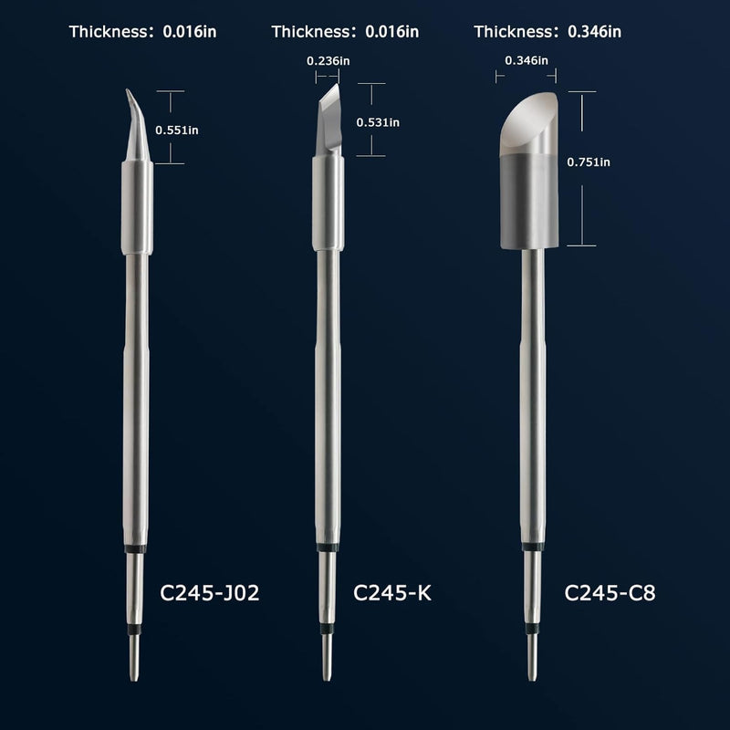 3PCS Soldering Iron Tips,C245-K J02 C8 Replacement for C245-939 786 301, Constant Temperature, Compatible with JBC Soldering Station C245-KU/ I/ C2