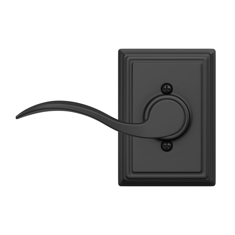 SCHLAGE Accent Lever with Addison Trim Non-Turning Lock in Matte Black - Left Handed - F170 ACC 622 ADD LH One Sided Non Turning LH