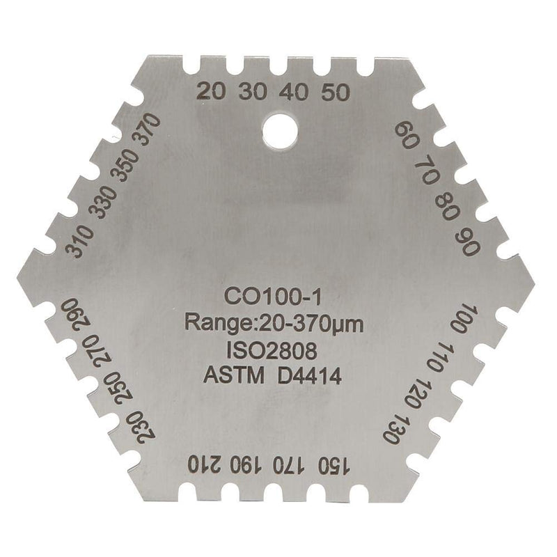 Wet Film Comb CO100-1 Stainless Steel Hexagonal High Exactness Wet Film Thickness Gage Wet Film Comb Card Thickness Meter Architectural Coatings 20-370um