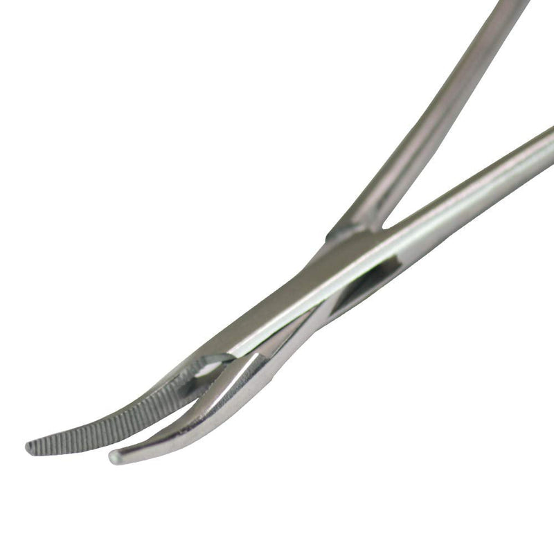 Pets ears/nose hair Puller Straight & Curved full serrated, stainless steel Home Hemostat Locking Forceps, Professional pet grooming tool for cats & dogs 2pcs set Silvery