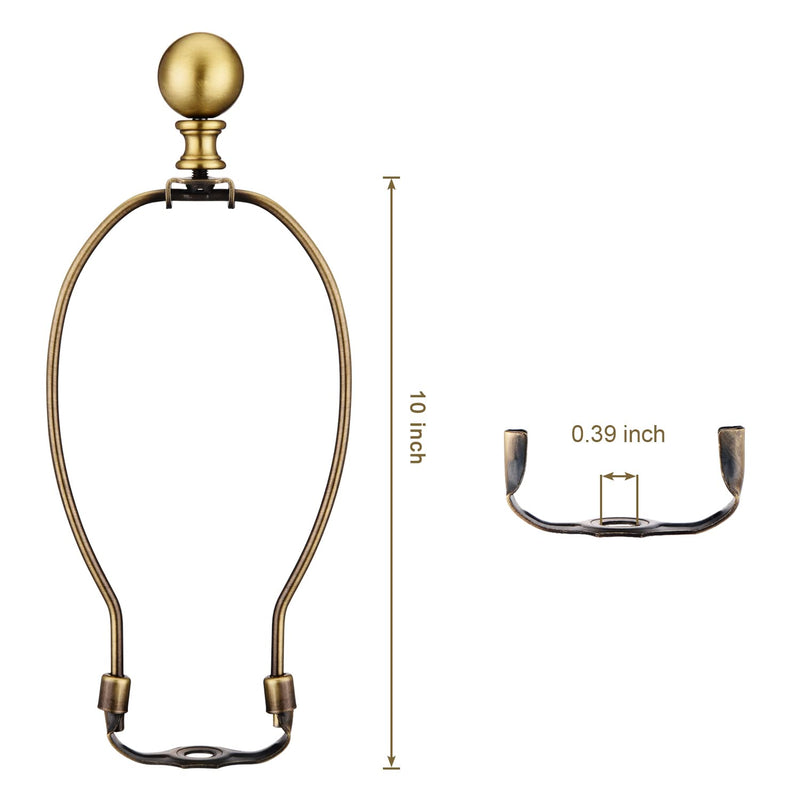 Canomo 10 Inch Antique Lamp Harp Lamp Shade Holder with Light Base and Separable Ball Lamp Finial for Table and Floor Lamps (Antique Brass) Antique brass-1 Pack