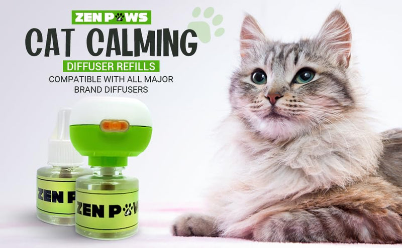 Zenpaws Kit - No Scent - 1 Diffuser + 5 Diffuser Cat Relaxant Refills + - Compatibility : Refills fit and are Compatible with All Major Brand diffusers. Comfort Zone, ThunderEase, Relaxivet and Others Difusser + 5 Bottles