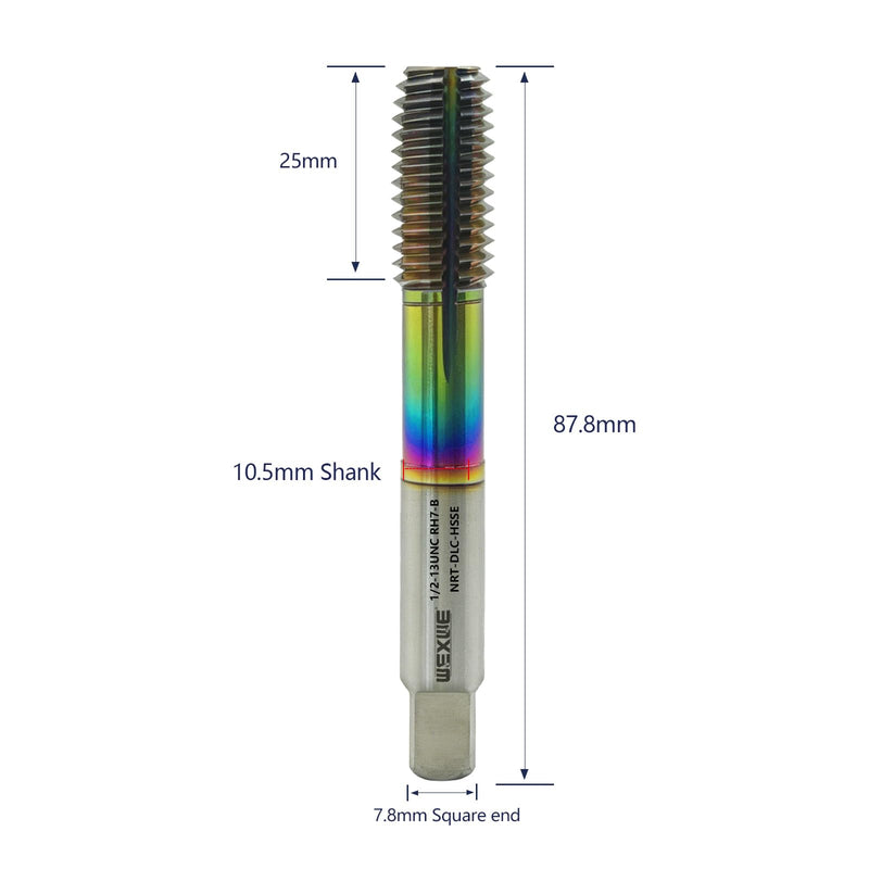 Tools Thread Forming Taps 1/2-13UNCP3 DLC Coating for Steel Metal Tapping,No Chips Have, Longer Tapping Life,High Speed Steel Cobalt(HSSCo), Round Shank with Square End, RH7 Tolerance (1PC) ST-10 1/2-13UNCP3 1PC