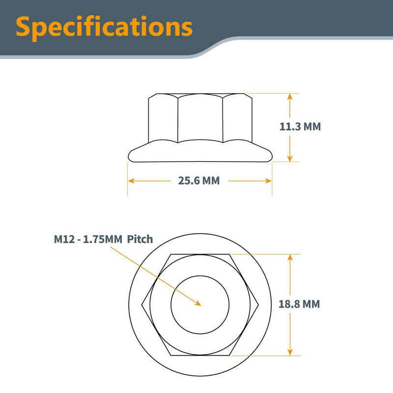 POWERTEC QLN1203 Serrated Flange Hex Lock (M12) Nuts | Premium Carbon Steel Zinc Plated Fasteners – 25 Pack Flange M12