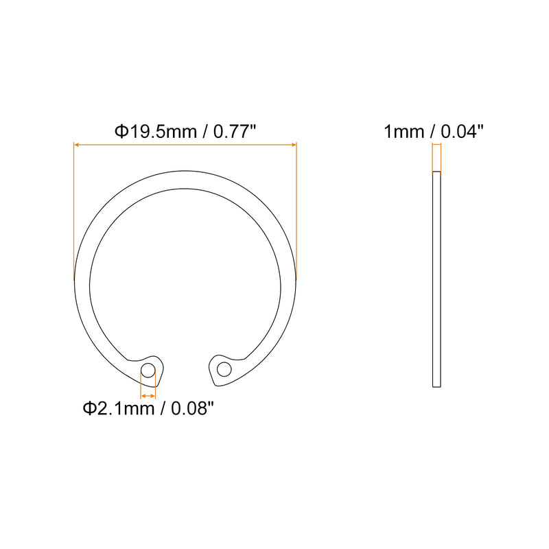 uxcell 100Pcs 18mm Internal Retaining Ring Circlip, 304 Stainless Steel Internal Circlip Snap Rings C-Clips for Grooved Shafts Studs, Silver Tone 100