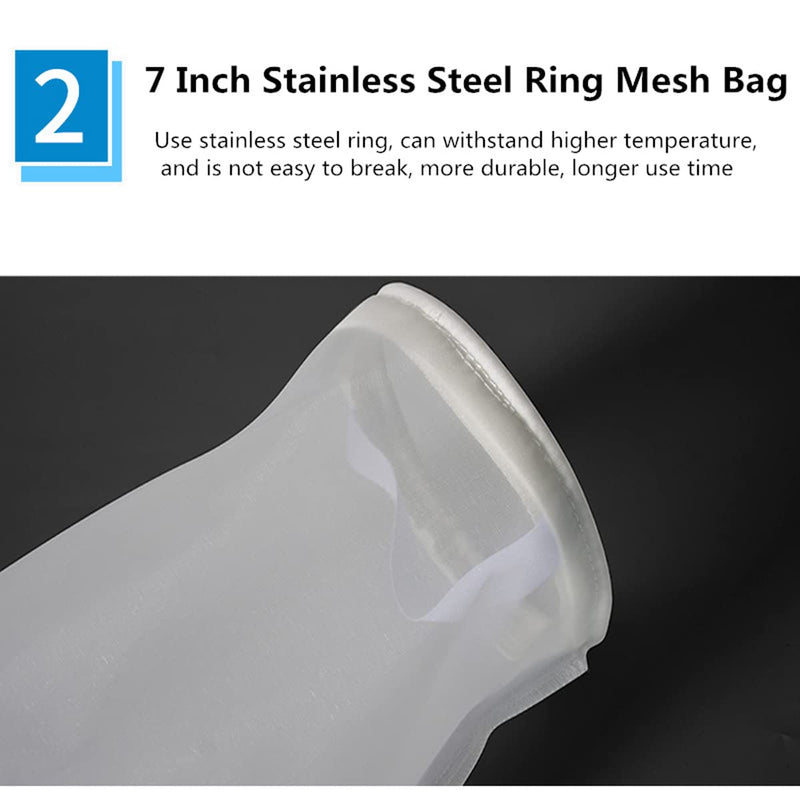 7Inch Ring 800 Micron Nylon Monofilament Mesh Filter Bag,7" x 32" Liquid Filter Sock (800Micron 7" x 32“) 800Micron 7" x 32“
