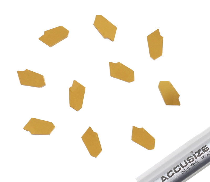 AccusizeTools - GTN-3, Self-Lock, Zero Degree Angle, Carbide Inserts TiN Coated 10 Pcs/Box, 2403-2004x10
