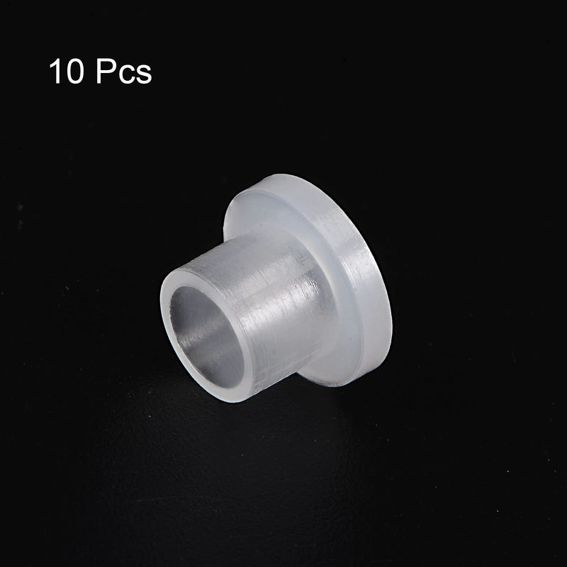 HARFINGTON 10pcs Flanged Sleeve Bearings 6mm Bore 8mm OD 8.1mm Length Nylon Bushings for Shaft, White 6mm x 8mm x 8.1mm