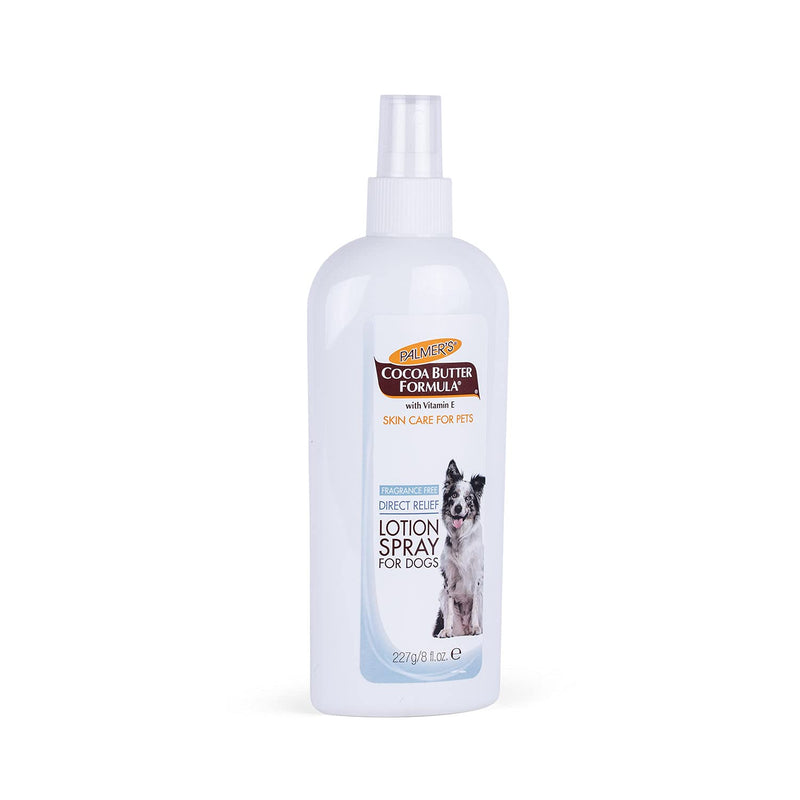Palmer's for Pets Cocoa Butter Formula Dry Skin Relief Spray for Dogs, Direct Spray-On Lotion with Vitamin E to Soothe Dry and Itchy Skin, No-Mess Application, 8 Fl Oz Relief Lotion Spray