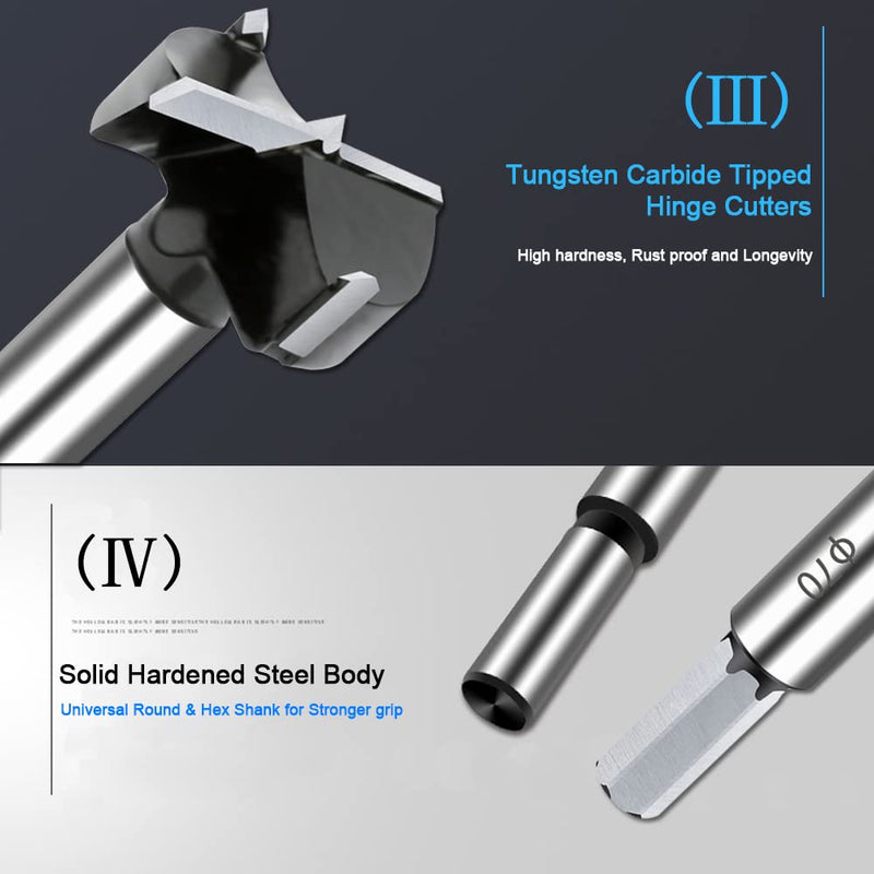 2-1/8 Inch Carbide Forstner Drill Bit, Carbide Tipped Forstner Bit for Hard Wood, Wood Drilling Bit Woodworking Hinge Cutter Tool Kits for Wood Plywood Plastic 54mm | 2-1/8''