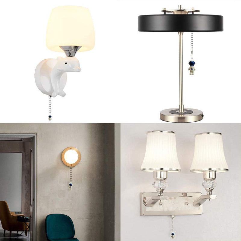12 inch Mini Blue Spaceman Charm Pendant Ceiling Fan Danglers Fan Pulls Chain Extender with Ball Chain Connector