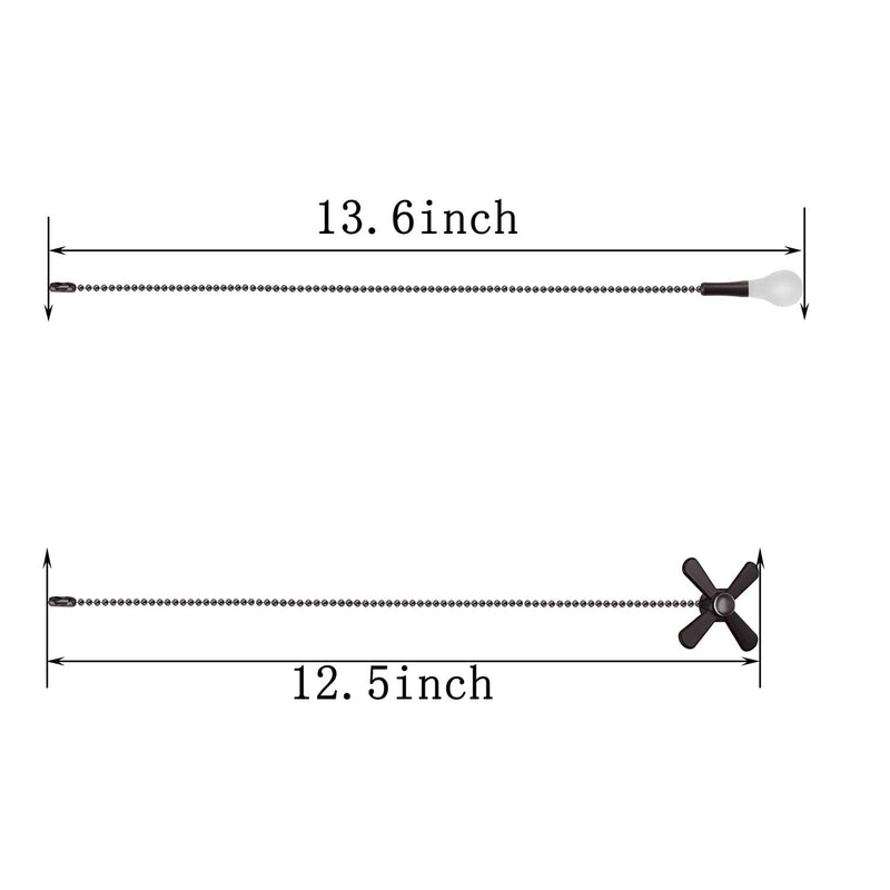 Ceiling Fan Pull Chain, 2 pieces 3mm Diameter Beaded Ball Fan Pull Chain, 12 Inches Fan Pulls Set with Connector (ORB) short Orb