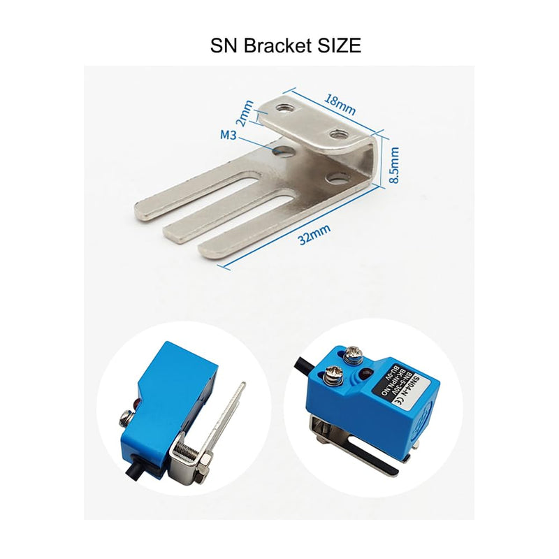 Inductive Proximity Sensor Normally Close SN04-P2 PNP NC Detection Approach Switch with SN Bracket (Blue, 2 Pack)