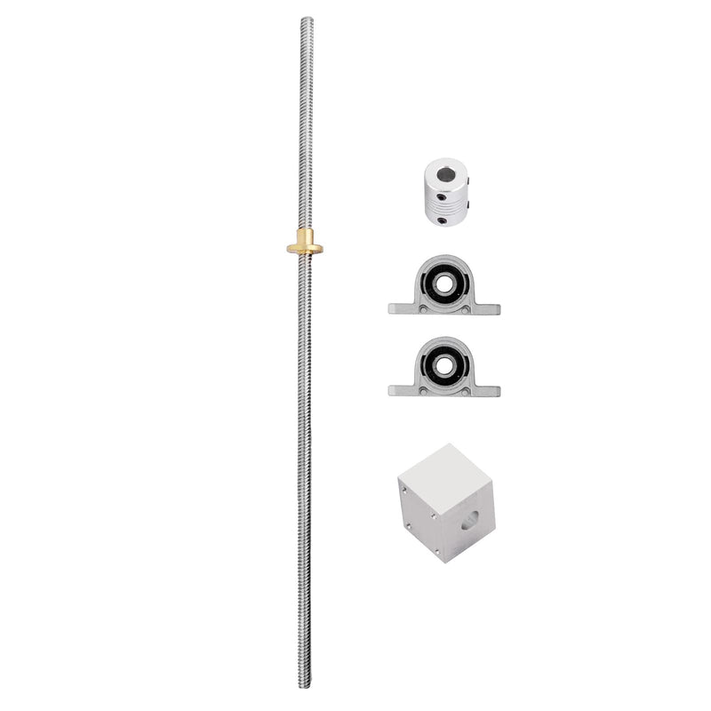 600mm / 23.62inch T8 Lead Screw Nut Set, 8mm Diameter Lead Screw+KP08 Pillow Bearing Block+Coupler for 3D Printer,CNC and DIY (600mm, Set) 600mm