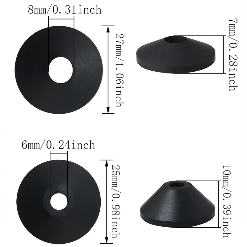 12pcs Conical Toilet Bolt Rubber Washer M6 + M8 Prevent Leakage Bolt Kits for Toilet Tank Maintenance