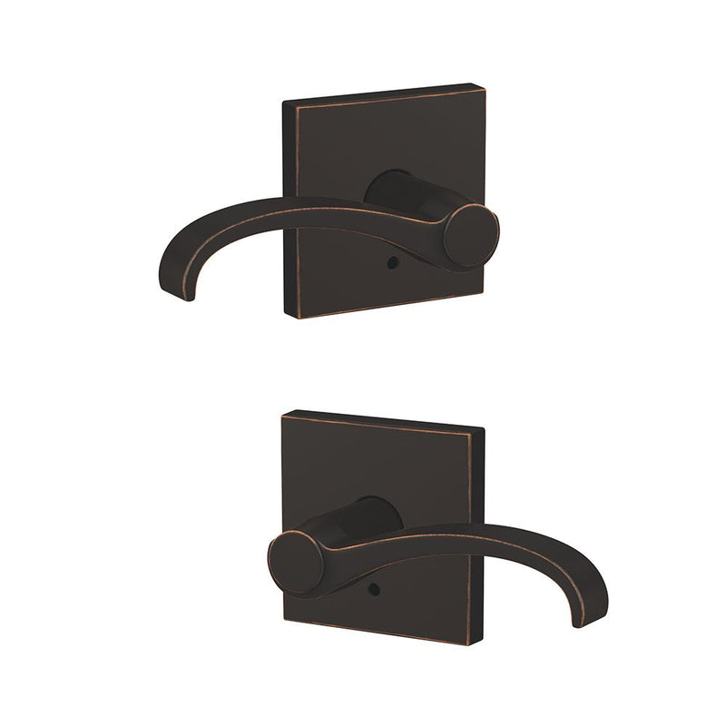 Schlage Custom FC172 WIT 716 COL Whitney Non-Turning Lever with Collins Trim, Aged Bronze Inactive