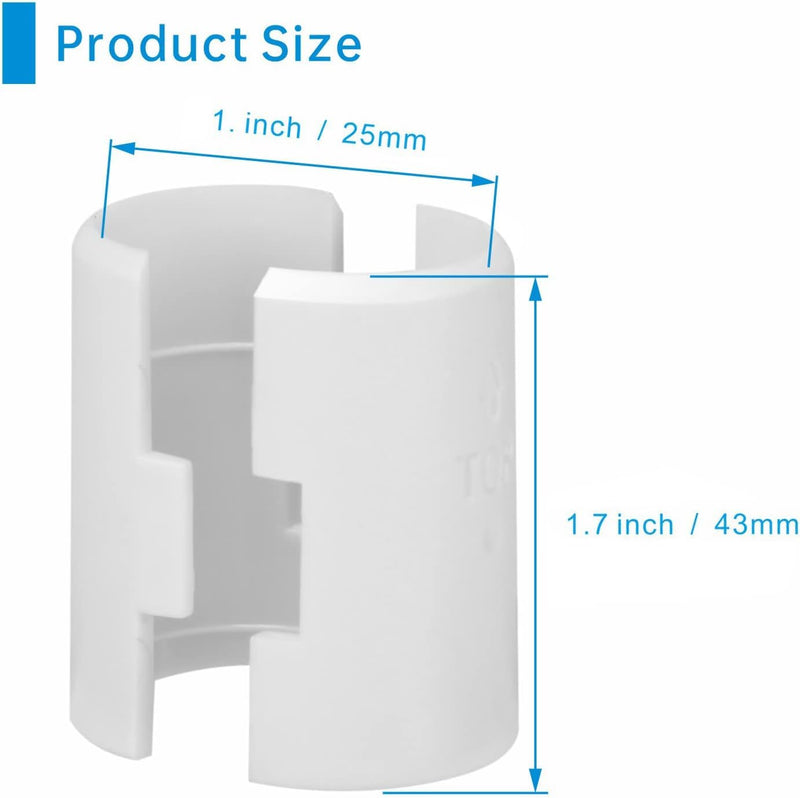 24pcs White Wire Shelf Clips – Shelf Lock Clips for 1 Inch Pipe Shelving – Durable Plastic Replacements for Wire Shelving System (Fits 1" Diameter Pipes, 12 Pairs) 24 25mm ID, Fit 1" Pipes