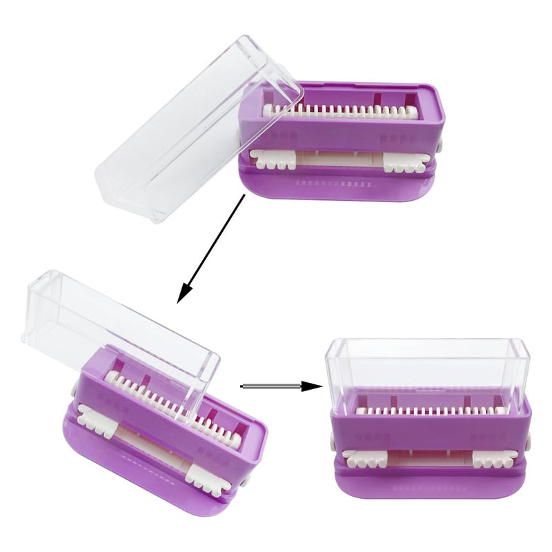 Dental Micro Applicator Dispenser Holder, YOUYA DENTAL Cotton Tip Brush Dispenser with 100pcs Disposable Applicator Brush Stick Large Capacity Microfiber Dispenser Dentist Tools-Purple Purple