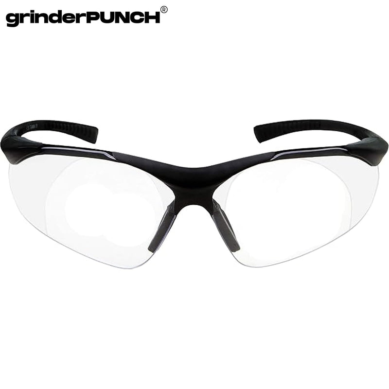 grinderPUNCH Full Lens Magnification Safety Glasses Readers ANSI Z87 Impact Resistant Diopter Magnifying Reading Glasses +2.00 Diopter