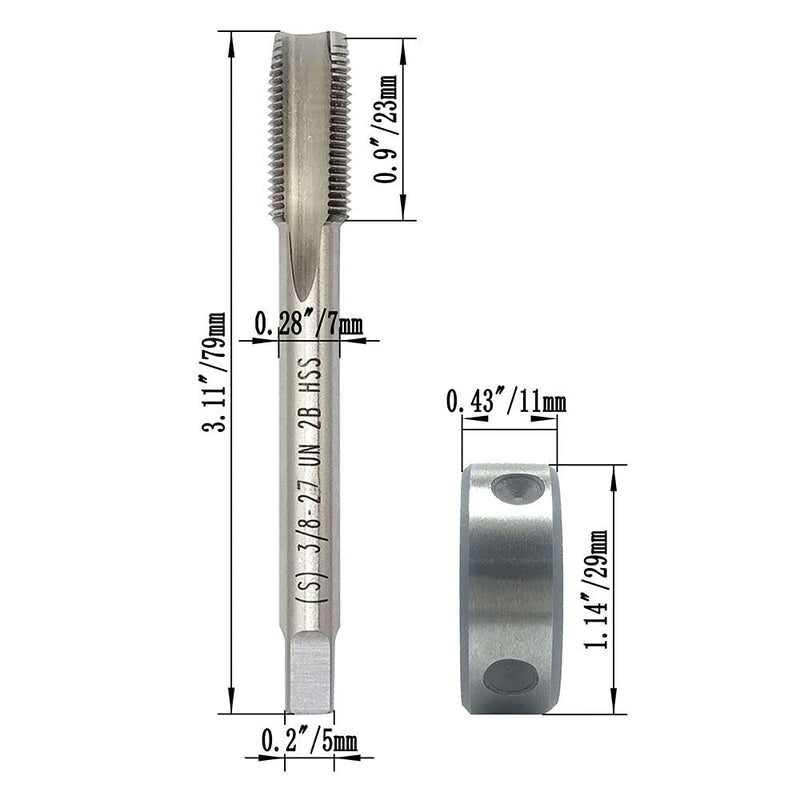 3/8"-27 UNS Tap and Die Set, Machine Thread Tap and Round Thread Die Right Hand(3/8"-27) 3/8-27
