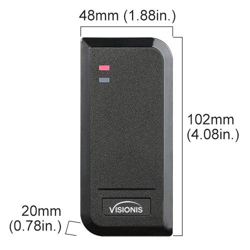 Visionis VIS-3100 Access Control Black RFID Weatherproof IP66 Proximity Card Reader 125KHz Compatible with Wiegand 26 Bit for Door Entry System Black Reader