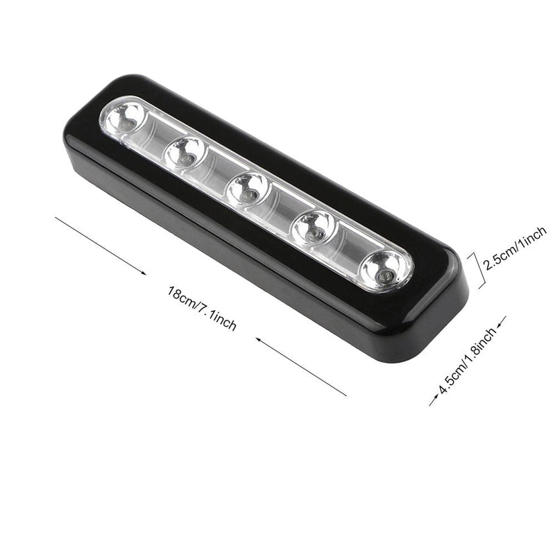 Onerbuy 4 Pack Battery Powered LED Touch Light DIY Stick-on Anywhere 5-LED Touch Tap Light Push Night Lamp for Closets, Cabinets, Cupboard, Hallway, Stairs,Garages, Car (Black)